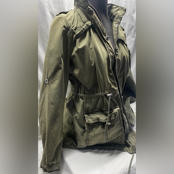 Levi's military jacket Wonens sz S Hidden Hood Adjustable 34” long - Picture 3 of 8